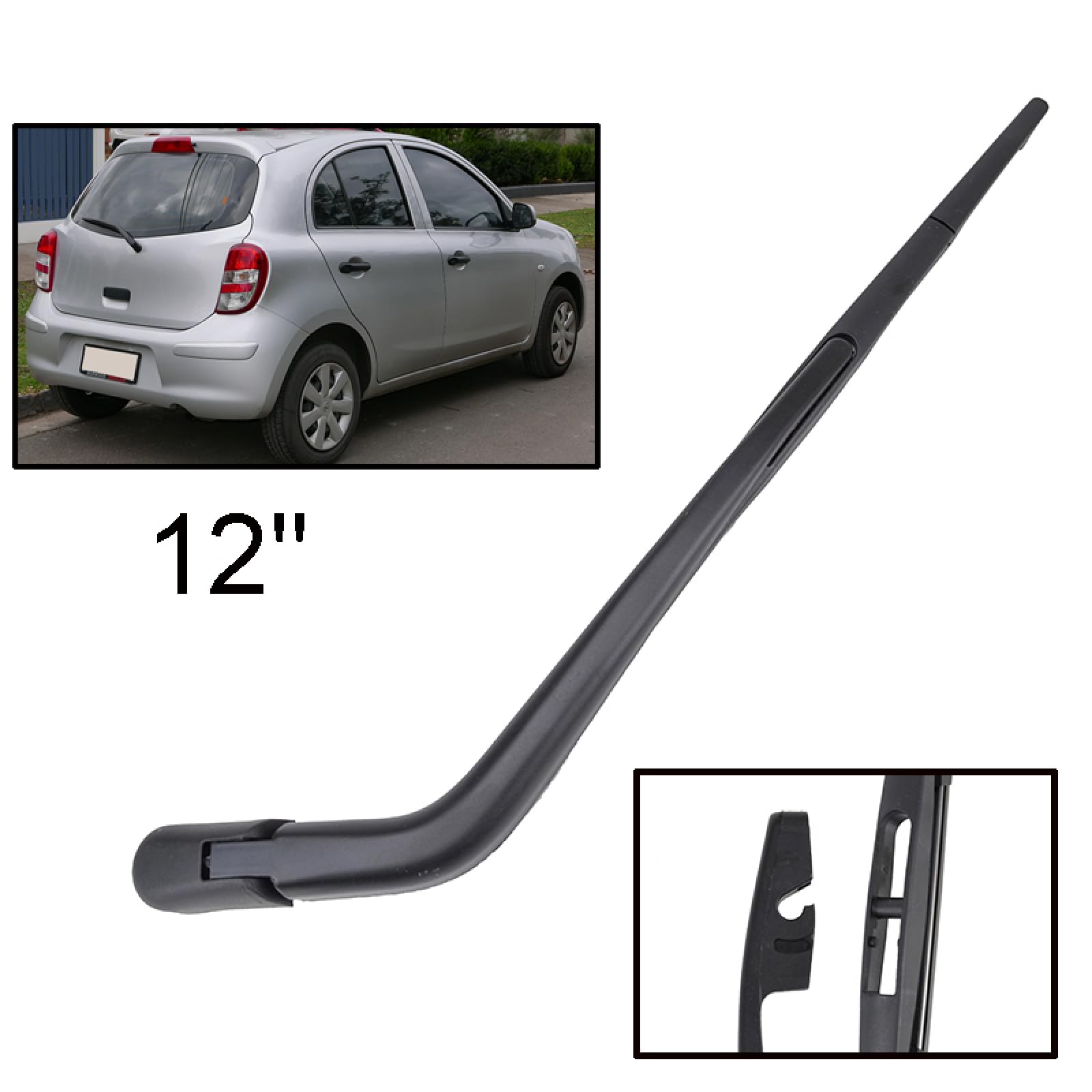 Bras D'essuie-glace Arrière Pour Nissan Micra IV K13 2010-2016 – Longueur 39 Cm – Lame 36 Cm – Noir – Compatible Références OEM 28780-1HA4A - 7