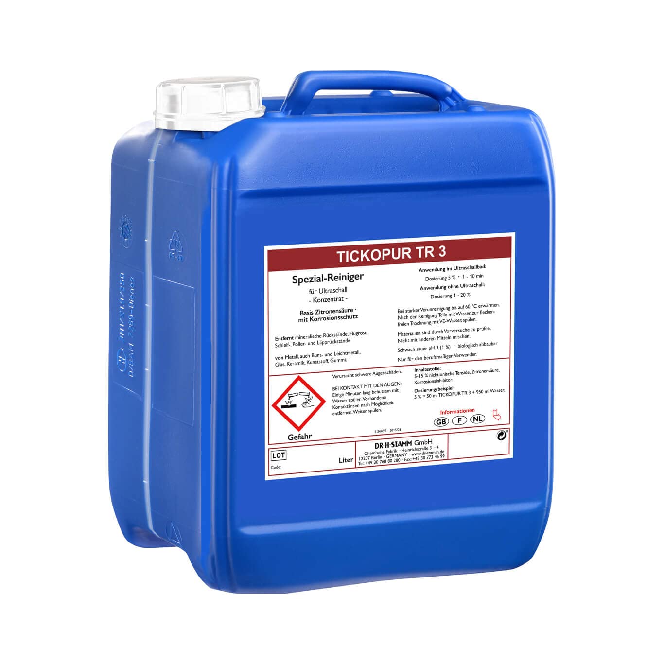 Tickopur TR 3 (10 liter), Professionelle Ultraschall-Reinigungskonzentrat für Vergaser und vieles mehr! | Dosierung von 5 Prozent, d.h. 200 Liter Arbeitslösung.Auch für Aluminium Teile