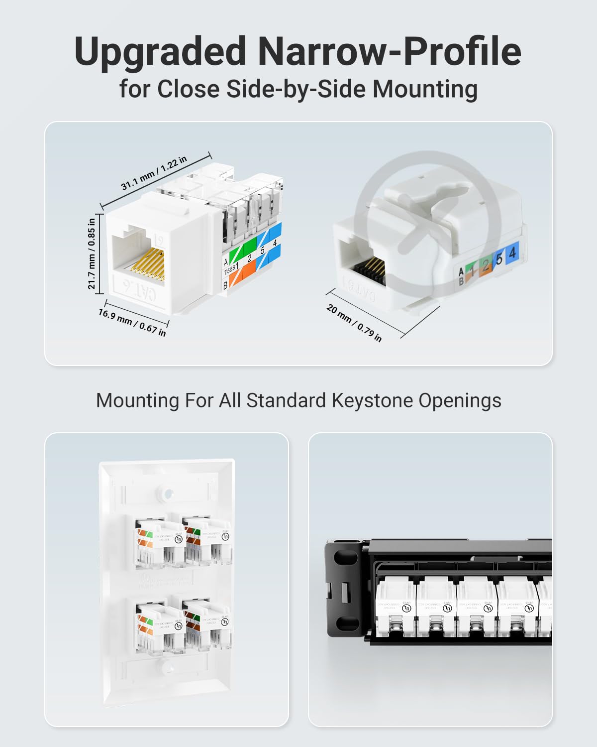 VCE UL Listed Cat6 Keystone Jacks 10Gbps 25-Pack, White — Amazon image 4