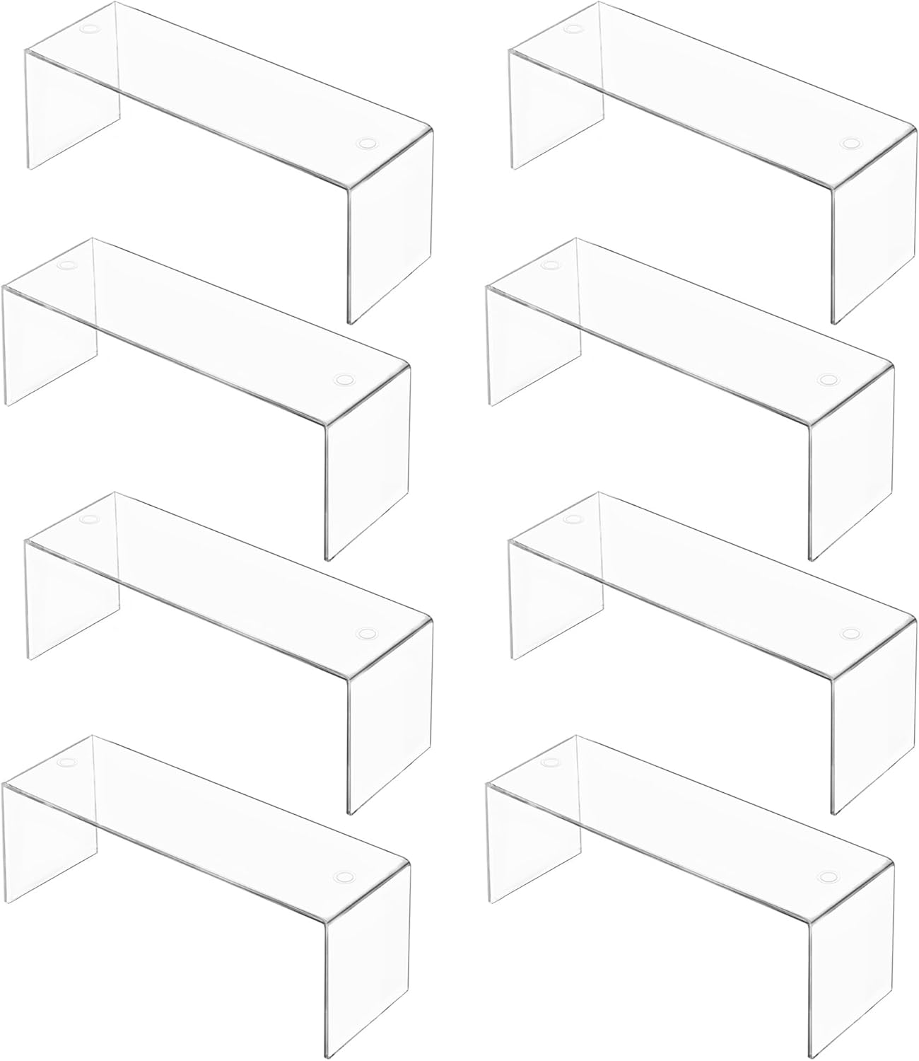 8 Pack Large Acrylic Risers Display Stands, Perfume Organizer Stand, Clear Acrylic Shelf for Show Display, Toys, Cupcake, Dorm, Classroom, Livingroom Decor and More(12.4 x 4 x 4.6 inches)