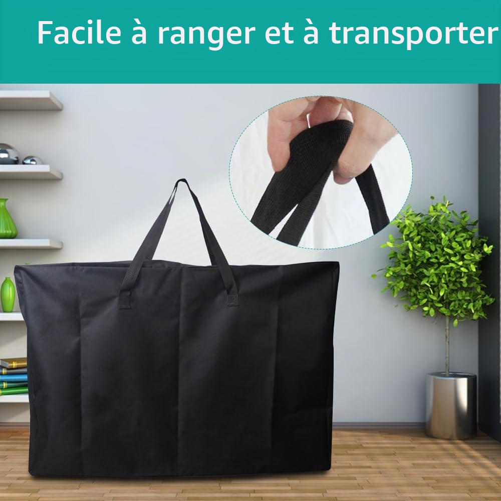 Grand sac de rangement pour chaise de jardin, 105 x 73 x 28 cm, durable, 600D, inclinable, pliable, pour plage, salon, camping, patio, chaise longue, sac de voyage extra large, noir