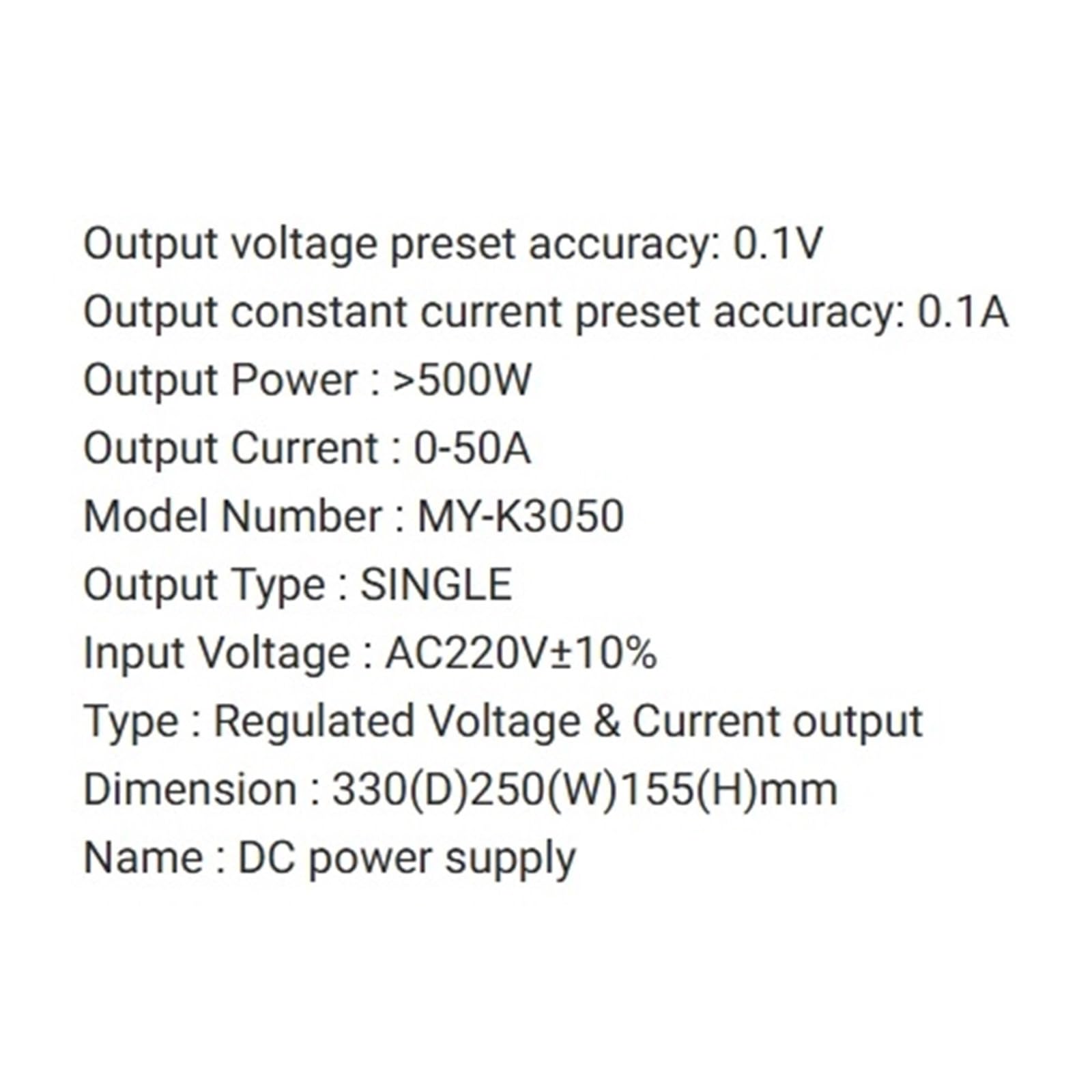 Fuente de alimentación CC conmutada Ajustable de 30 V y 50 A