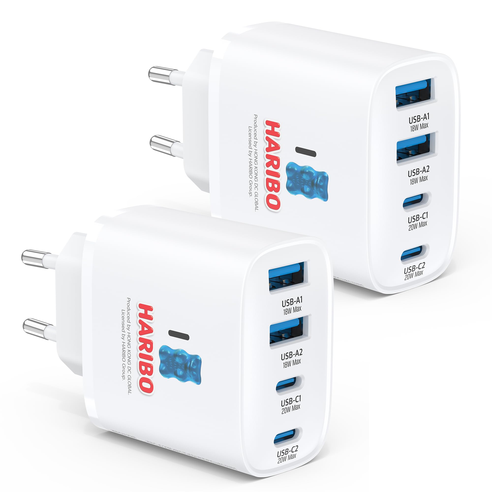 Haribo USB C Ladegerät, 4 Ports Netzteil USB C