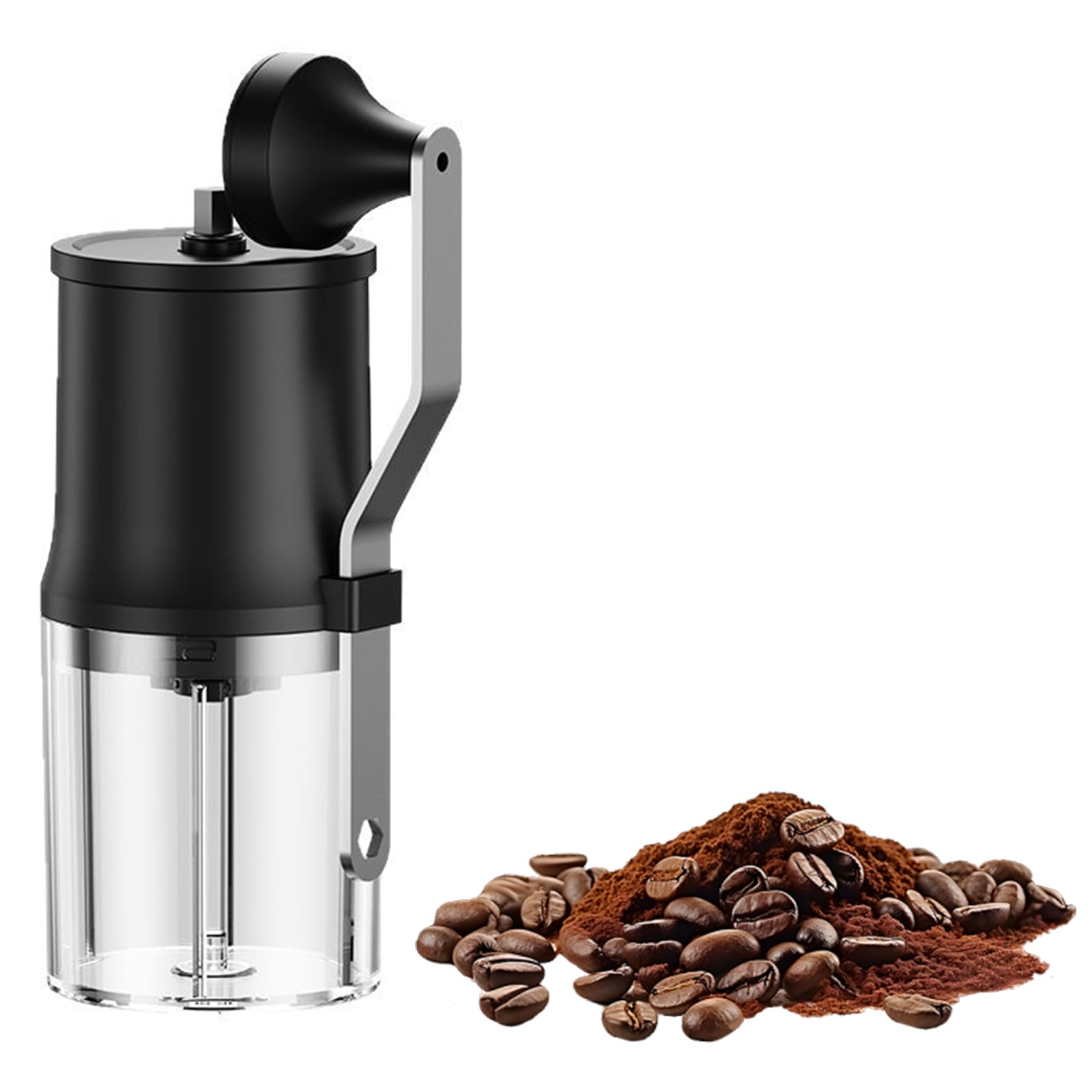 Molinillo Café Manual, 1 Pieza Manual Molinillo de Café Con Cepillo de Limpieza, Coffee Grinder Ajustable Portátil para Viaje, Mini Coffee Grinder para Casa, Exteriores, Camping (Negro)