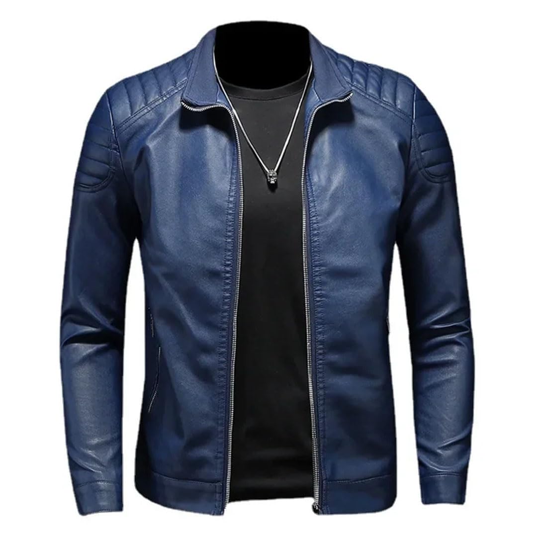 Uomini Moto Pu Giacca In Pelle Moto Leahter Giacca Stand Collar Giacca A Vento Trendy Mens Abbigliamento