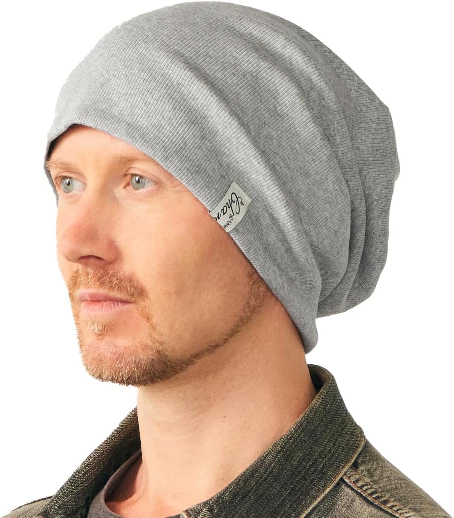CHARM Mens Slouchy Cotton Beanie Hat, Womens Big Slouch Sleep Cap