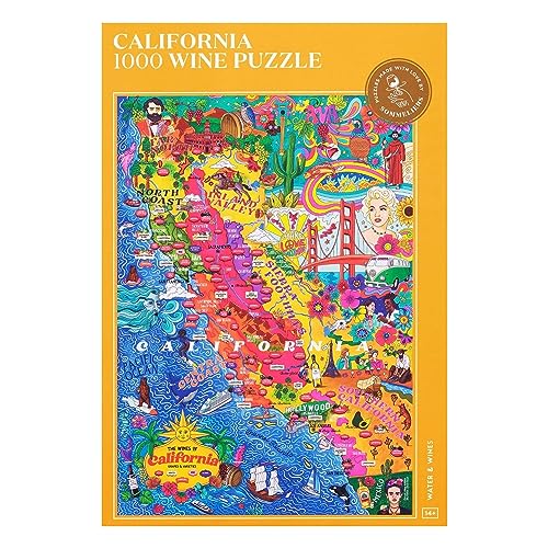 California Wine Puzzle - Hand-Drawn Jigsaw 1000 Piece Puzzle for ...
