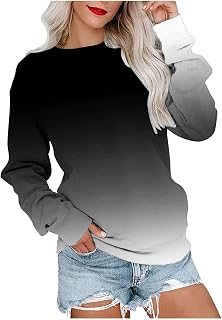 Mrat Tops for Women UK Fashion Flower Printed Loose T-Shirt Long Sleeves Blouse Round Neck Casual Baggy Tops Comfy T Shirts Ladies Elegant Blouses Leisure Sale Clearance