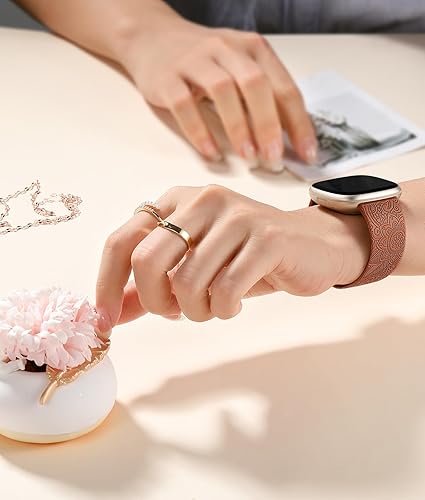 Vista 14 de Odbeai Correa compatible con correas Fitbit Versa 4/3 para mujer/Sense 2/Sense, bonita correa de repuesto suave con patrón floral bohemio para Negro