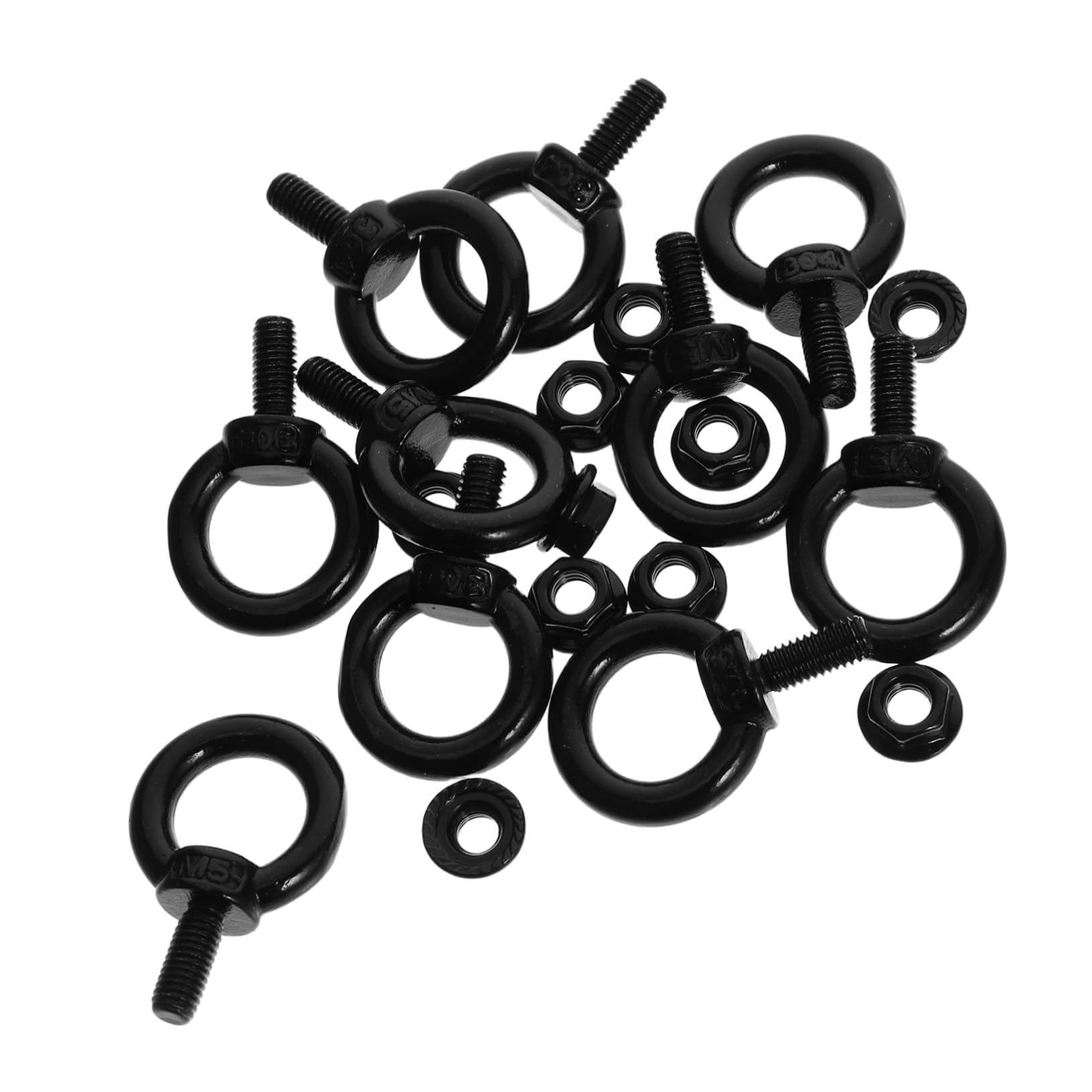Alipis Stainless Steel Lifting Eye Bolts 10pcs Eye Ring Nuts Marine and Industrial Use Black Coated