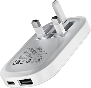 Slim USB C Plug UK, 30W GaN Fast Charger, Foldable Pins, Dual Ports