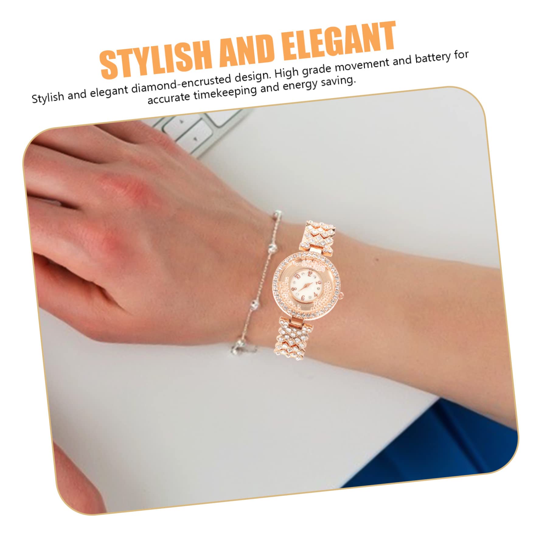 Mikikit 3stücke Damen-Armbanduhr Mit Strasssteinen Quarzuhr Für Geeignet Für Freizeit Partys Und Besondere Anlässe Leicht Und Komfortabel Roségoldenes Design