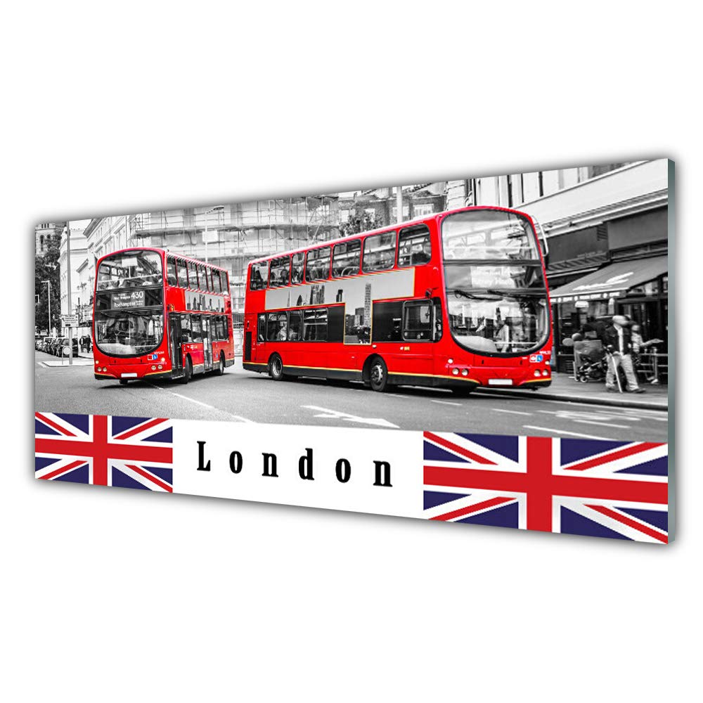 Tableau sur Verre Trempé 125x50 cm Bus de Londres Tulup Décoration Murale Salon
