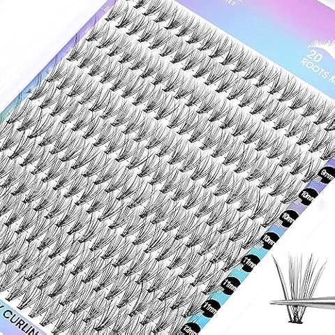 Cluster Lashes 9-12mm Mixed Tray DIY Eyelash Extension Individual Lashes Clusters Extensions D Curl Natural Look 240pcs (0.07D, 9-12mm) Cover