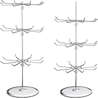 Vista 4 de Polmart Soporte de exhibición giratorio de encimera ajustable de altura de nivel de servicio medio (plata, 3 niveles)