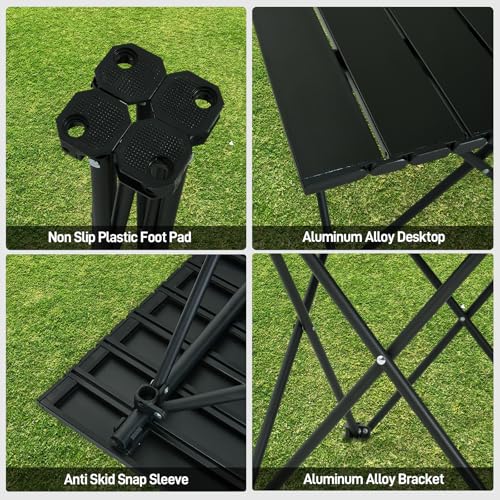 Warmiehomy Small Folding Camping Table, Portable Lightweight Aluminum Alloy Outdoor Table for Camping, Picnic, Beach, Hiking, Fishing,41x35x29cm - Image 4