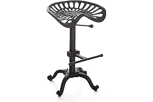 Diwhy Rustic Industrial Farmhouse Tractor Seat Counter Height Adjustable Tractor Stool Cast...