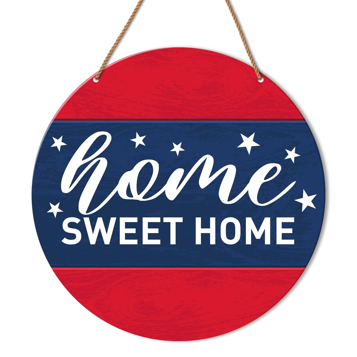 Patriotic Front Door Sign 4th of July Decor USA America Independence Day Decoration for Home Office Porch Labor Memorial Day Wall Decor Wooden Hanging Sign, Home Sweet Home