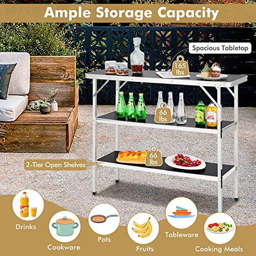 Image of COSTWAY Folding Picnic Camping Table, Portable Camping Table with Carry Bag