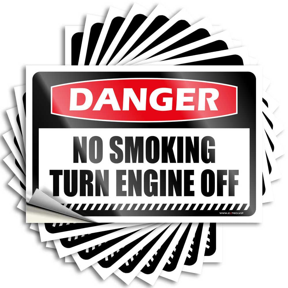 Sticker Rubber Durable Vinyl - Danger No Smoking Turn Engine Off Garage for Halloween Use(8X12CM)