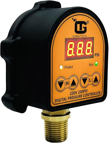 Miniatura 3 de GamaTech - Interruptor de presión para bomba de agua y bomba de aire, controlador de presión ajustable digital, 220 V, 0-230 Psi, 1/2 pulgada macho
