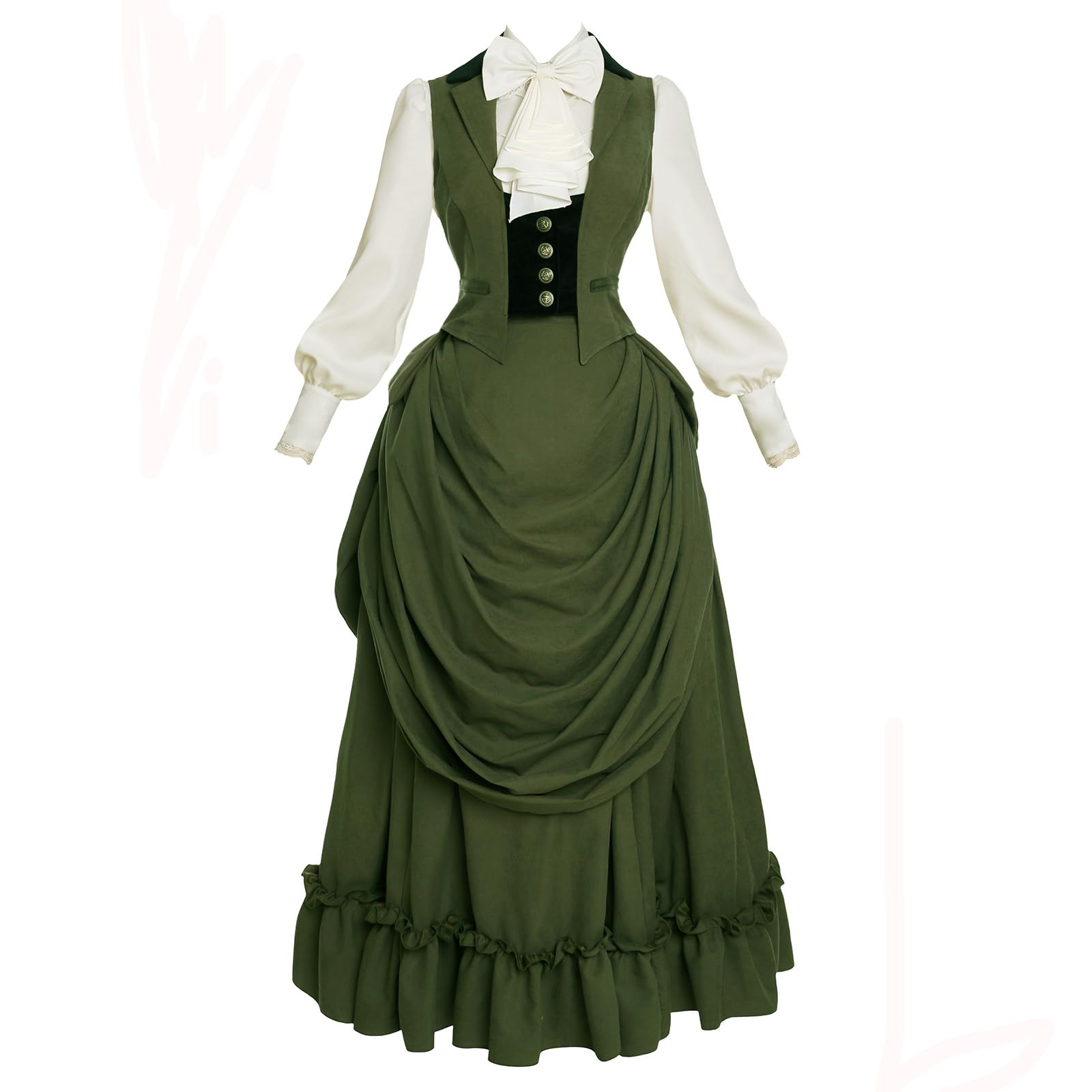 Vibsion Steampunk Victorian Cosplay Bustle Dress