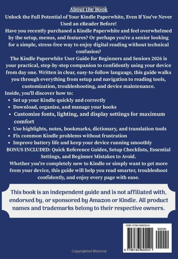 The Kindle Paperwhite User Guide for Beginners and Seniors 2026: A Simple Step-by-Step Manual to Setup, Navigation, Reading Features, and ... with Ease (The Everyday User Mastery Series) image 3