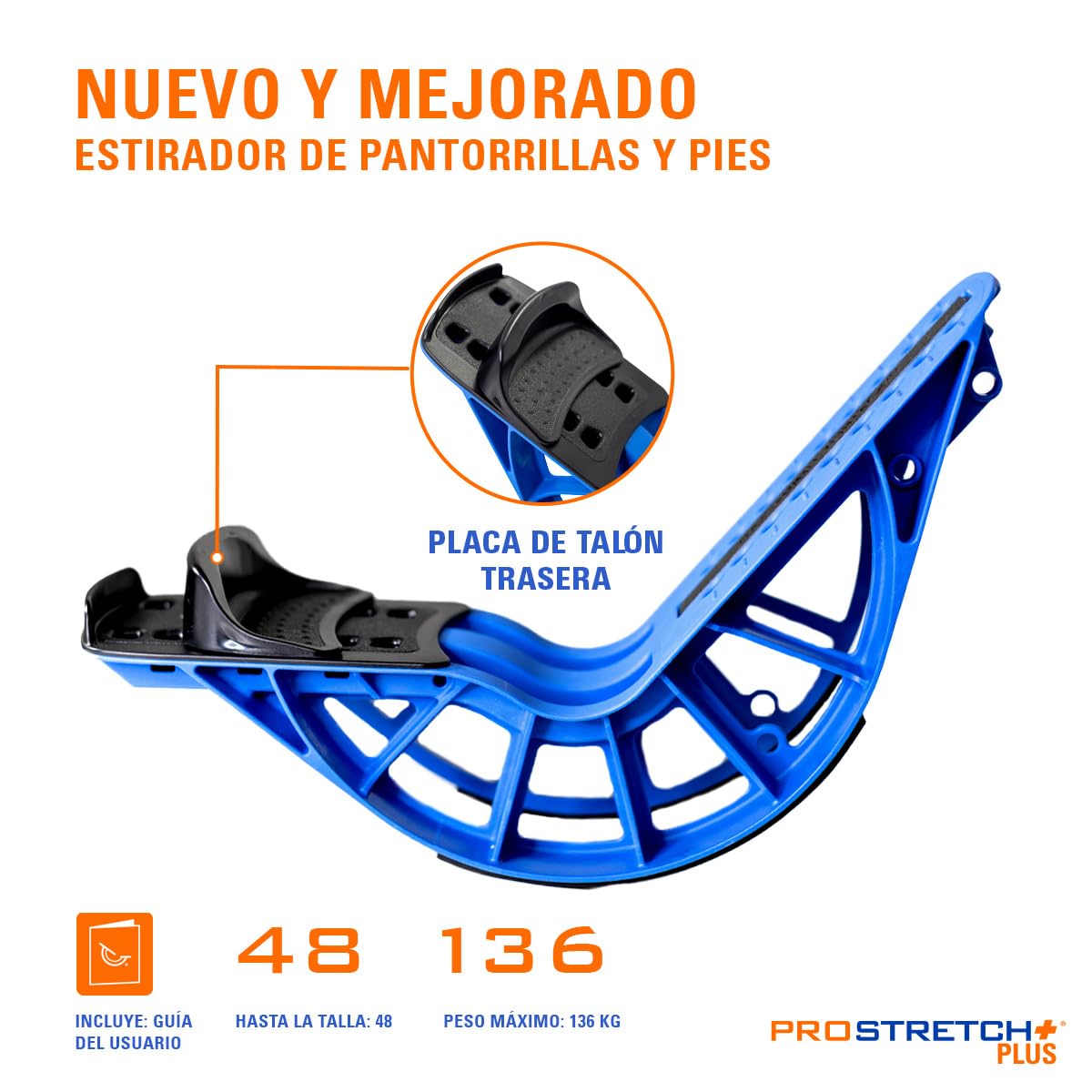 ProStretch – Dispositivo de Estiramiento Plus para Pantorrillas y Pies – Alivia la Fascitis Plantar, Tendinitis del Tendón de Aquiles – Soporte de Pie y Reposapiés Ajustable – Plantar Fasciitis