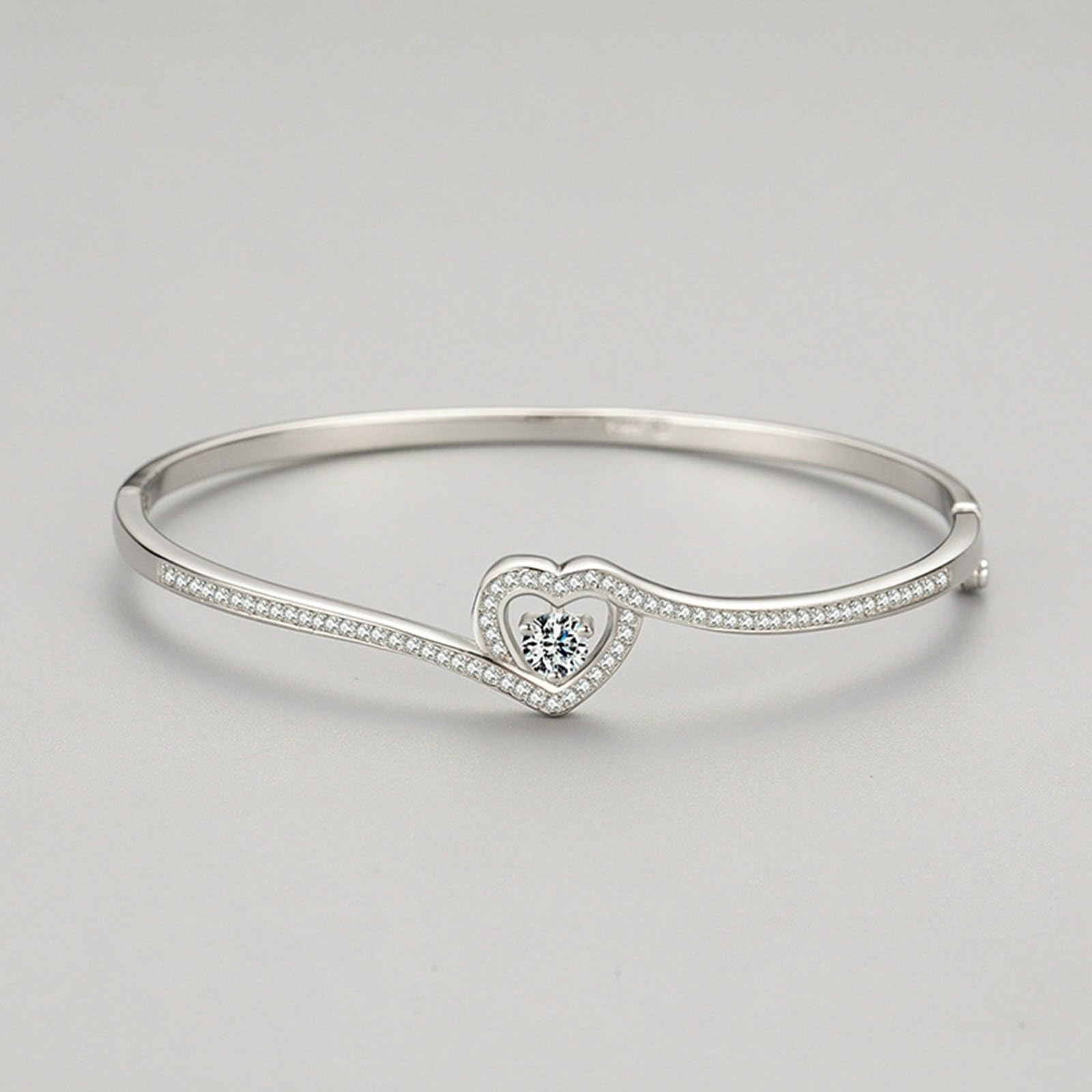 Pulsera de platino 950 para mujer, 54-60 mm de diámetro, corazón con