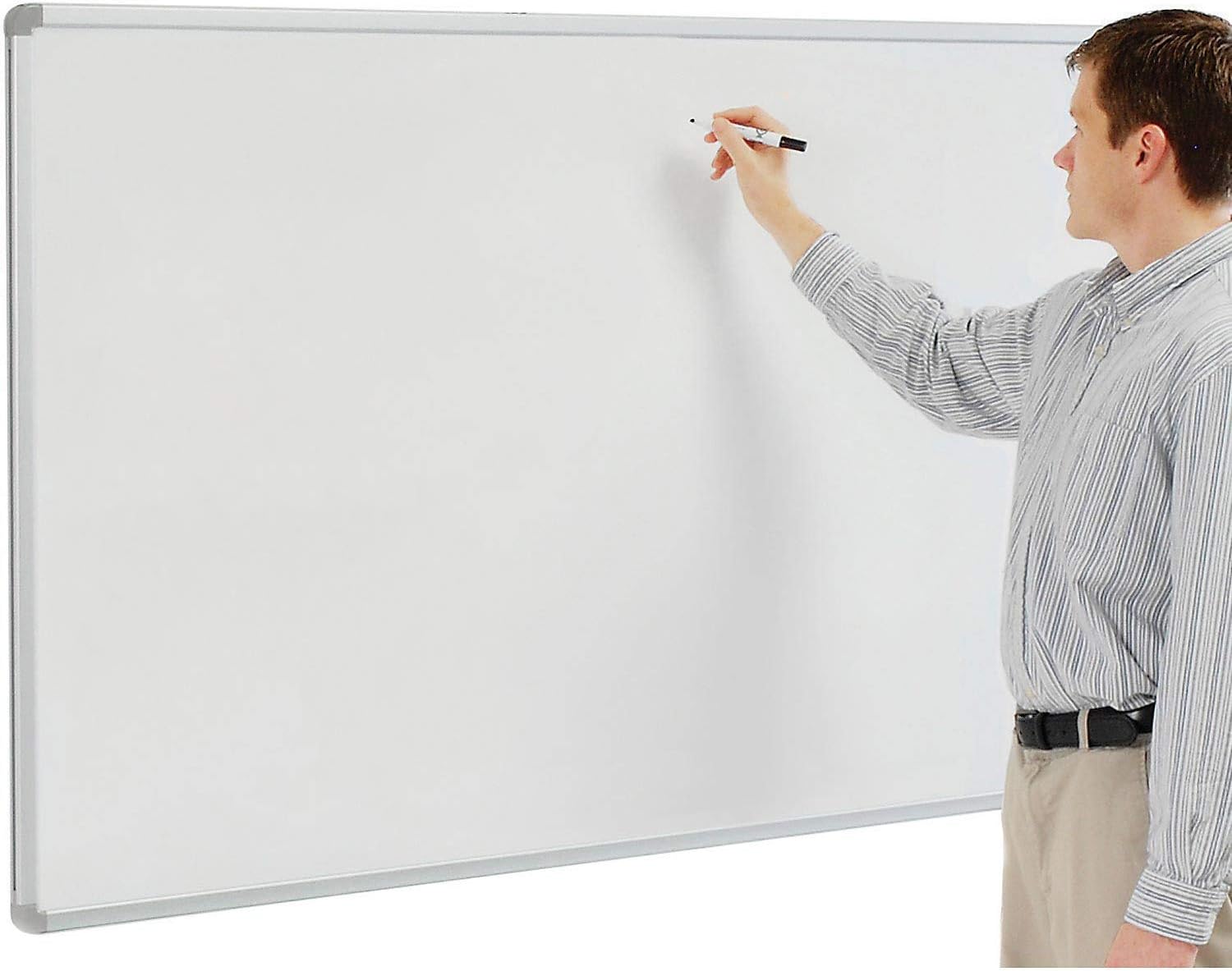 Global Industrial 60" x 48" Porcelain Dry Erase White Board, Aluminum Frame, 2 Pack