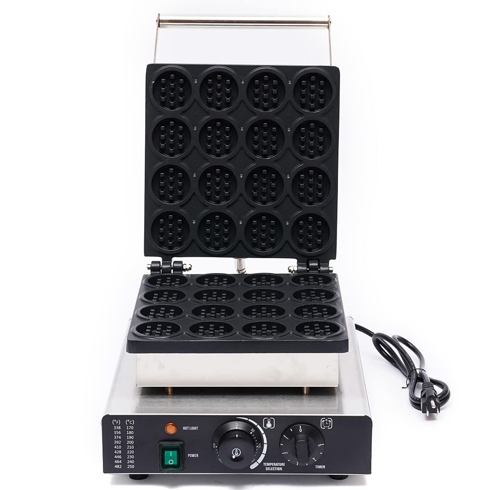 16-Grids Waffle Maker Electric Pancake Maker Non-stick Stainless Steel Waffle Making Machine Double Sided Pancake Making Machine with Temp and Time Control for Home Restaurant