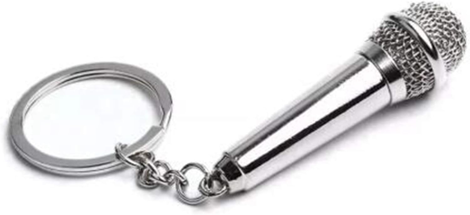 Grandiy Buckle Pendant Key Ring Silver Microphone Key Holder Novelty Metal Keychain For Bag Handbag Car Decoration