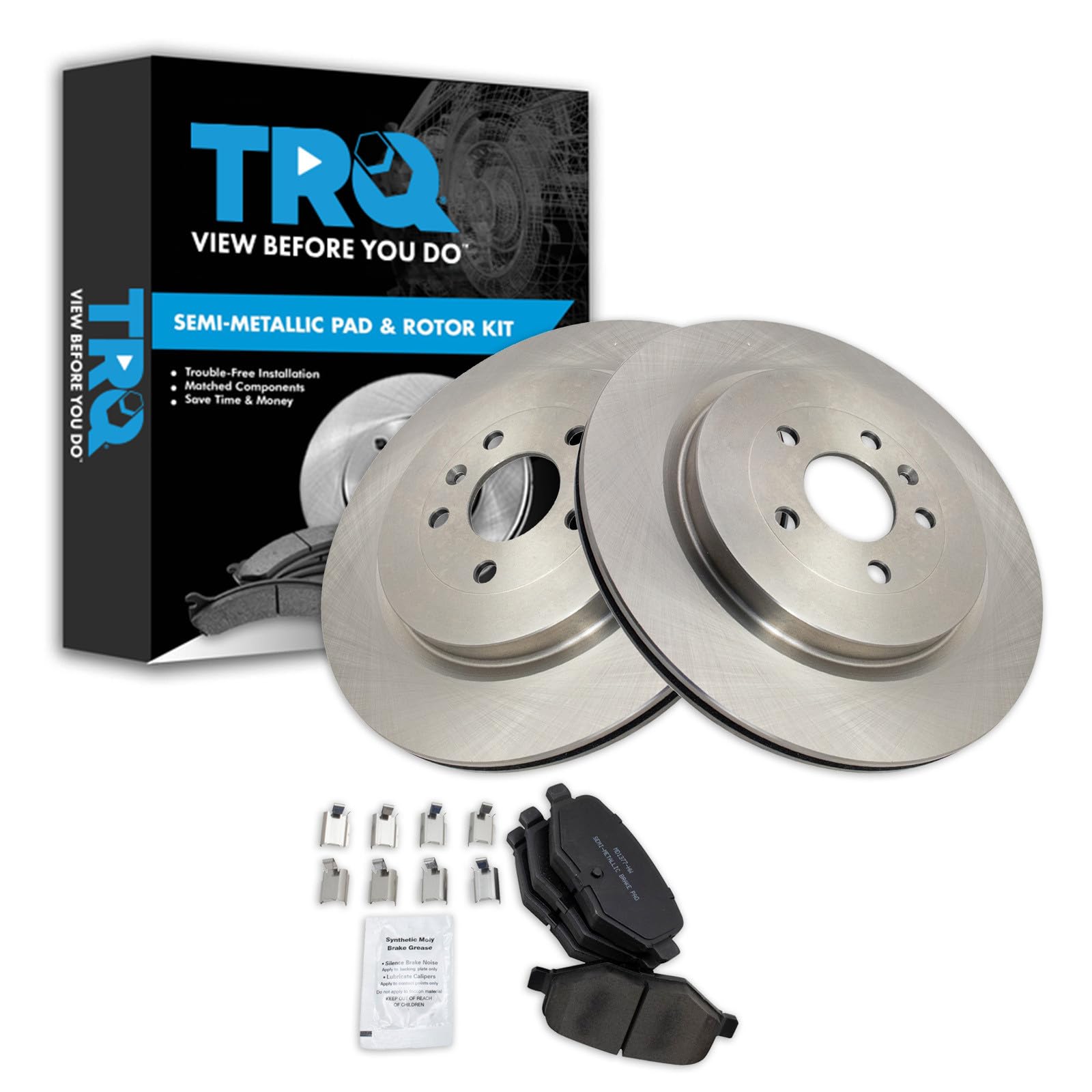 TRQ Rear Brake Pad and Rotor Set Semi Metallic Vented Rotors