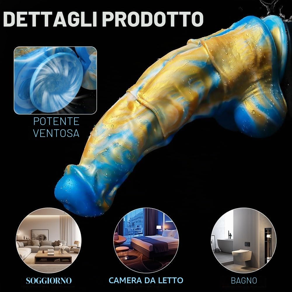 Dildo di cavallo - Grande dildo realistico in silicone con potente ventosa, pene di cavallo spesso per punto G, giocattolo sessuale con plug anale per donne e uomini gay (D219XL)