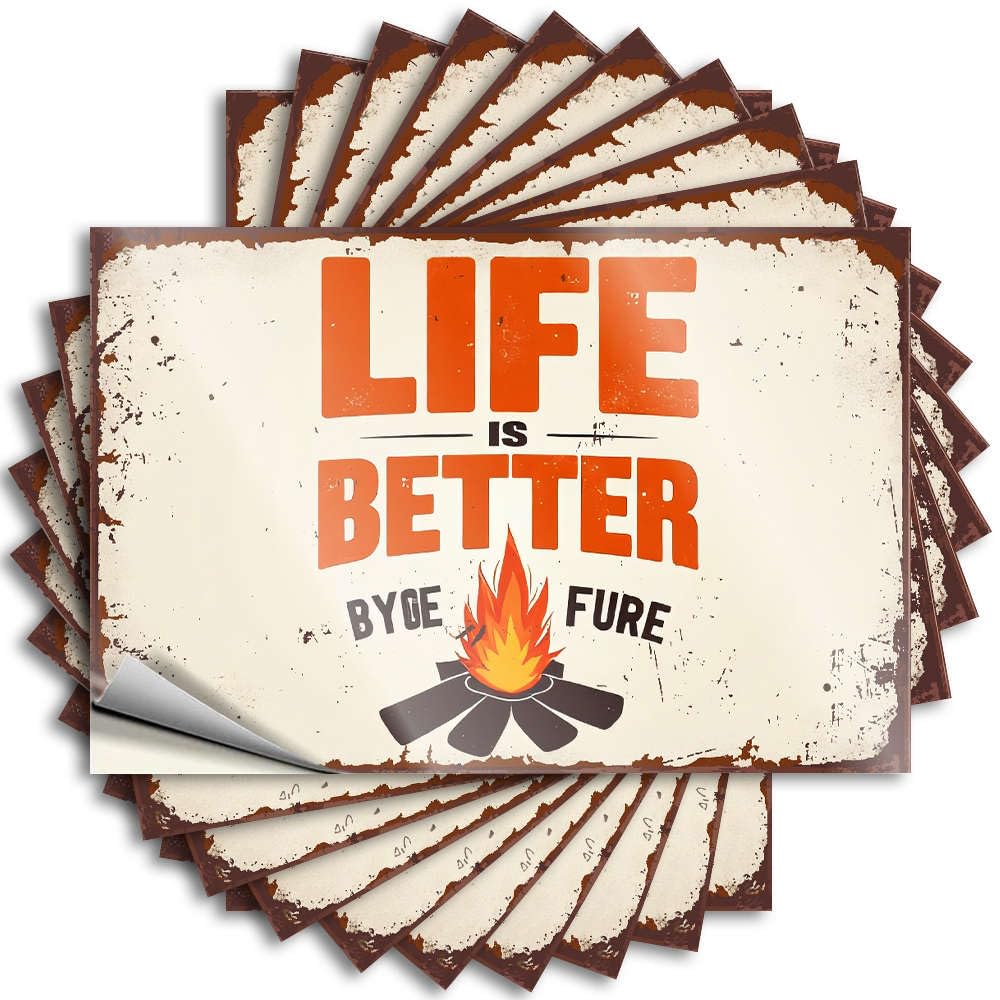 Stuff Case Tattoo | Life is Better By The Fire. Metal for Billiards Decor(8X12CM)