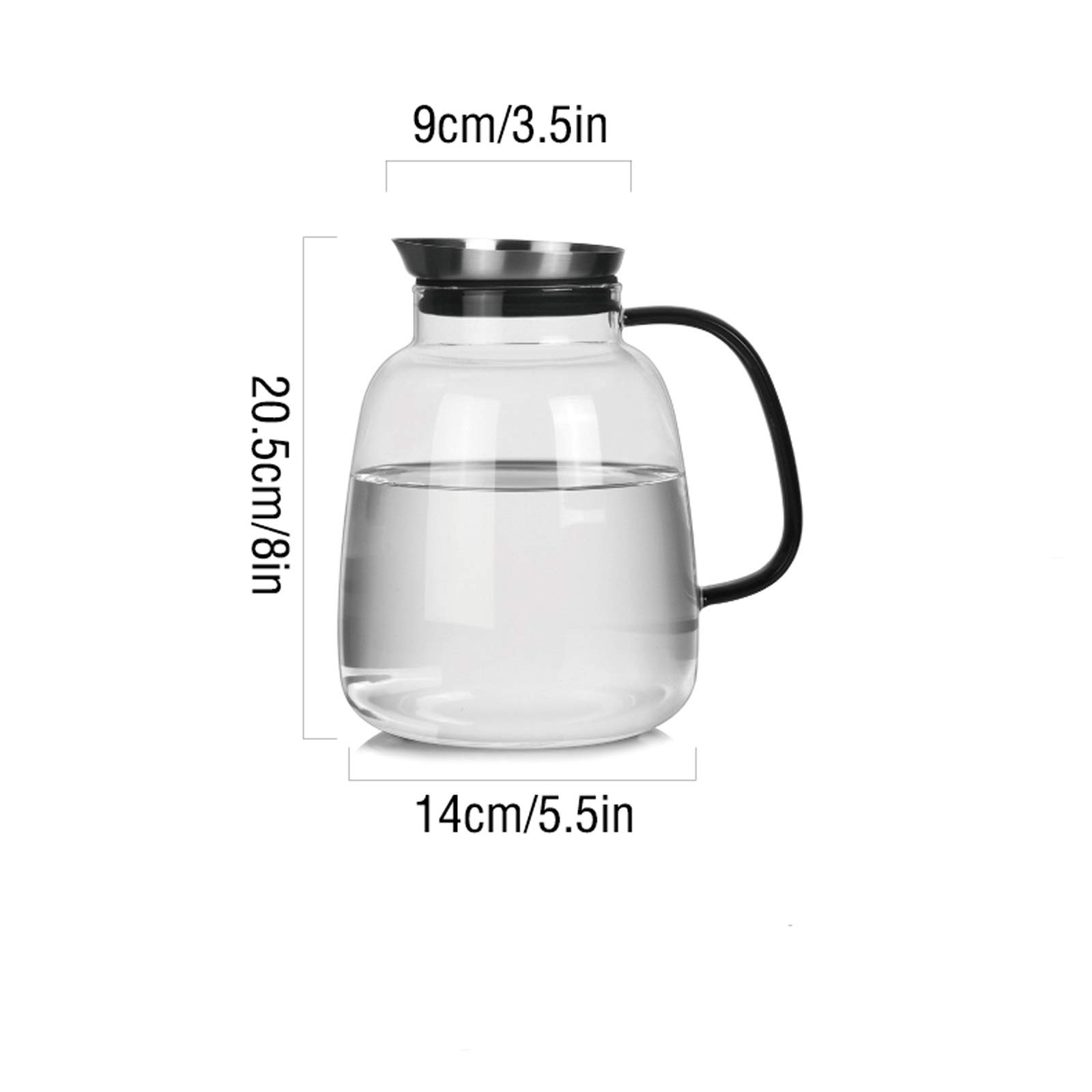 Jarra Jarra de vidrio for el hogar con jarra de agua de vidrio con tapa y mango ensanchado for jugo, leche, bebidas frías o calientes Jarra Agua