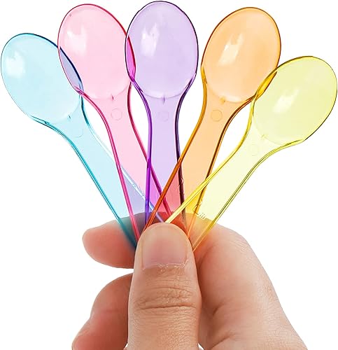 Miniatura 3 de Hiceeden 1000 cucharas de degustación de colores, mini cuchara de plástico desechable de 3 pulgadas, cucharas pequeñas de postre para helado para