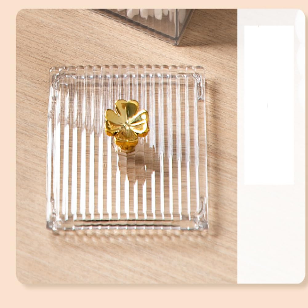 Przezroczyste pudełko do przechowywania artykułów papierniczych z koniczyną – 8,4 x 8,4 x 11 cm, trwały akrylowy organizer na biurko, idealny do domu i biura, przezroczyste rozwiązanie do