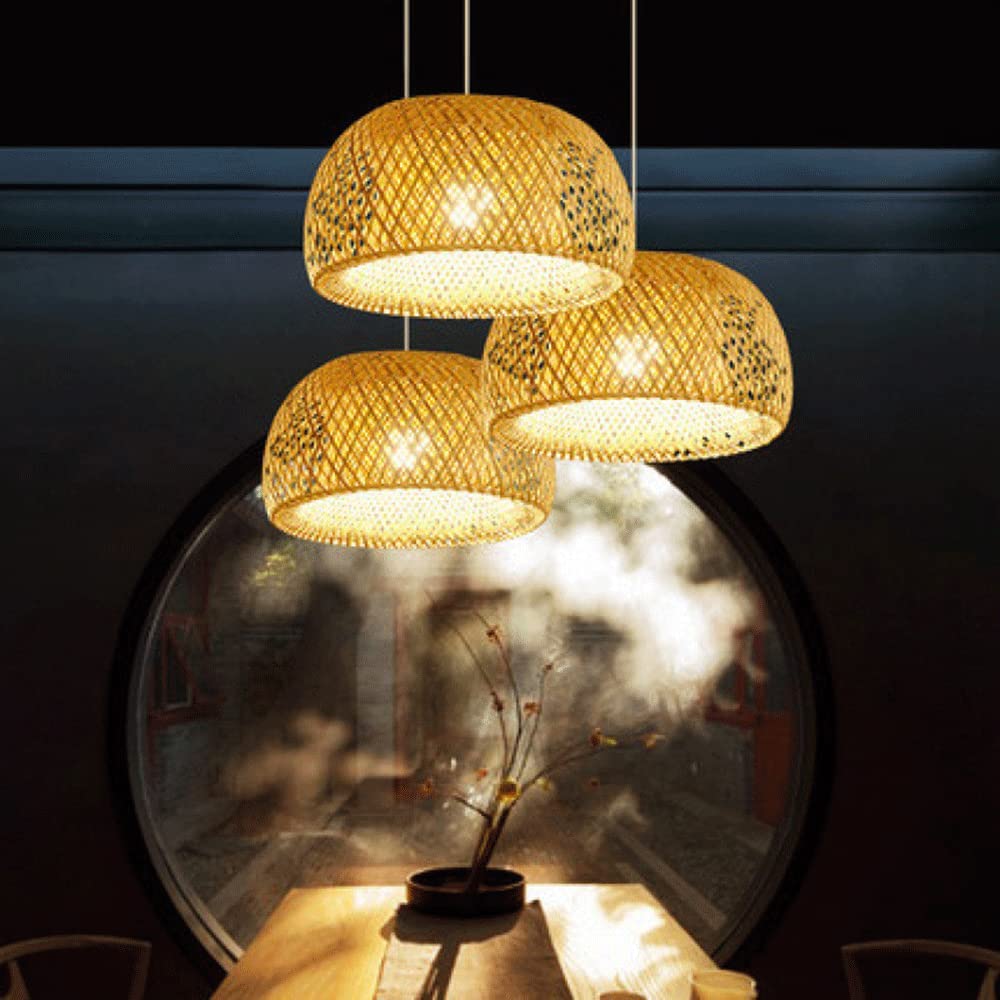 Lampada a Sospensione in Vimini, Paralume per corridoio, soffitto, Stile Asiatico, Nido d'uccello Naturale, Illuminazione Interna, Lampada a Sospensione in bambù e Rattan, Lampada per Soggiorno,