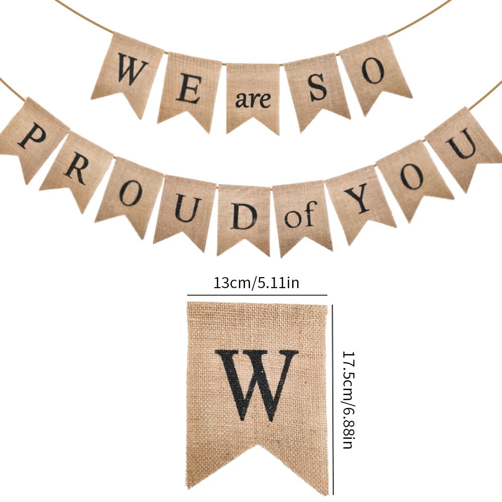We Are So Proud of You Banner Burlap Graduation Season Graduation Celebration Banner Great for Parties University College or School Ceremonies Background Decoration - Image 2