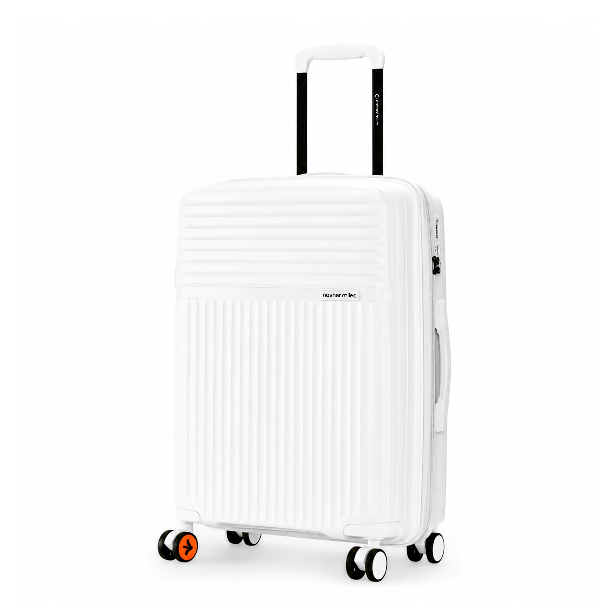 Krabi Expander Hard-Sided Polypropylene Check-in Luggage 24 inch | 65cm | 8 Wheels Medium Trolley Bag for Travel | Suitcase (White)