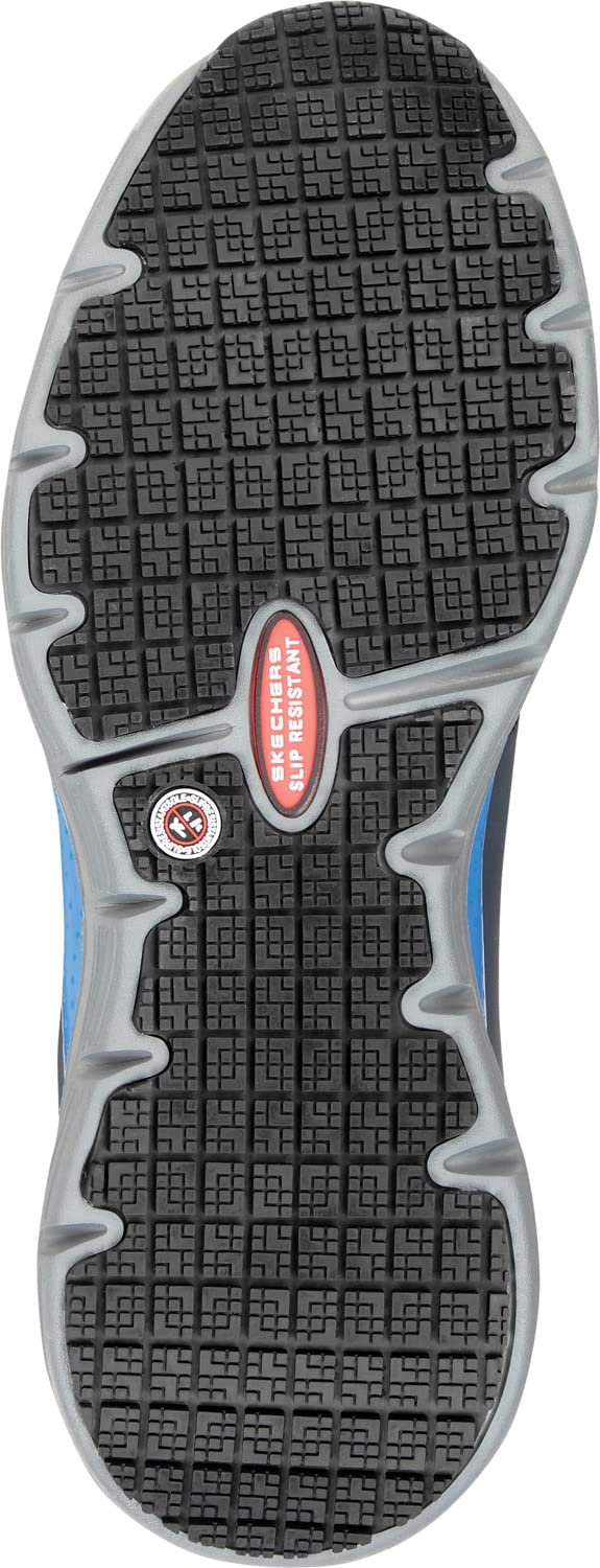 Skechers Work Arch Fit Beau, męski, sportowy styl, stopowy nosek, EH, MaxTrax antypoślizgowe, buty robocze, Granat / jasnoniebieski, 42.5 EU