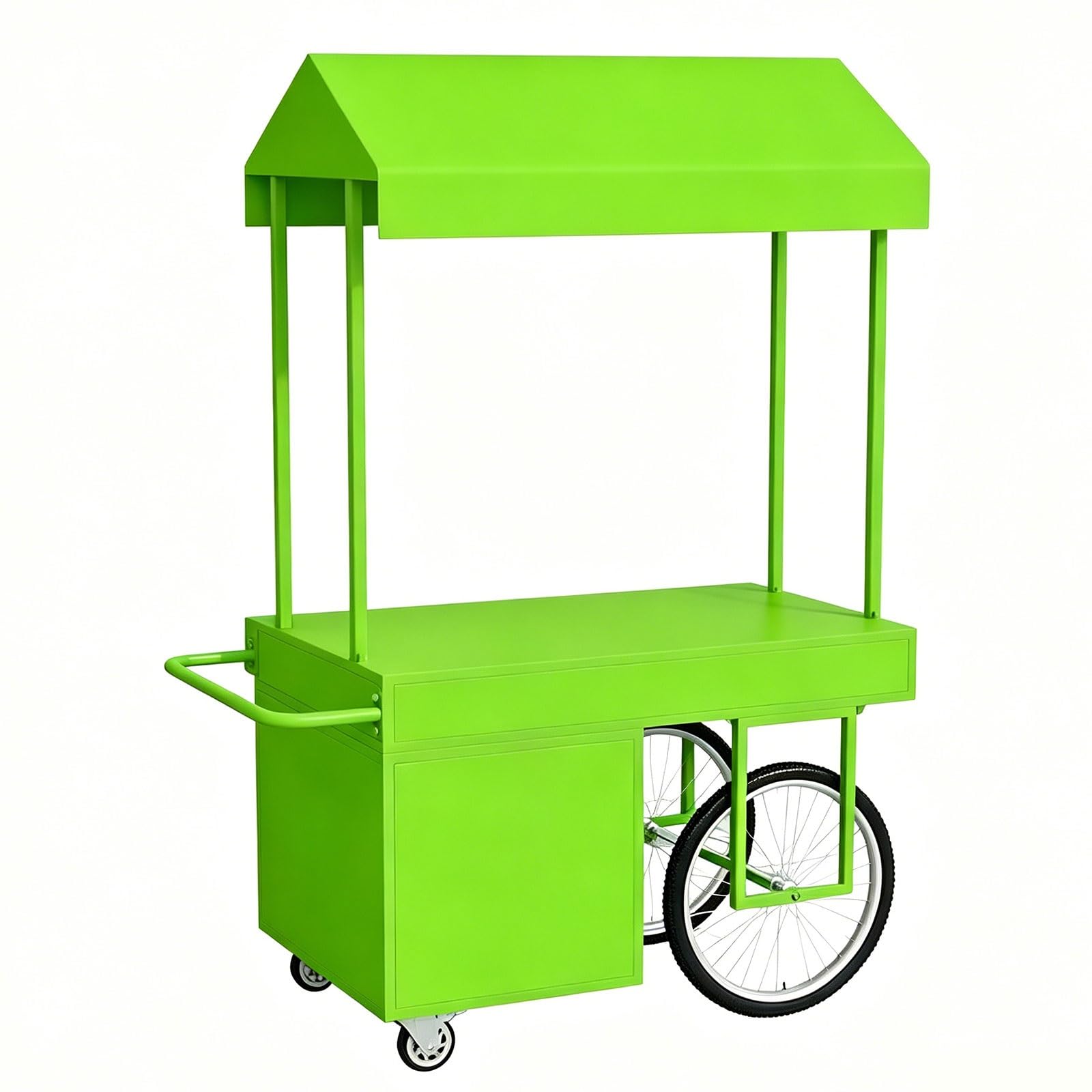 Portable Farmers Market Stand with Canopy and Storage, Cabinets Mobile Vendor Cart for Outdoor Markets, Events and Pop up Shops(Green,140cm/55in)