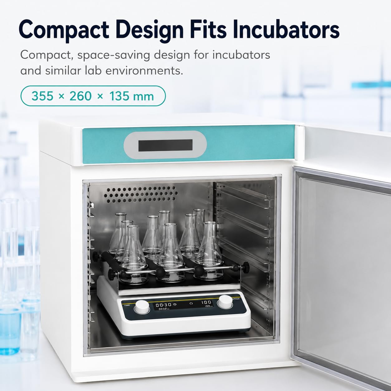 Agitador orbital de laboratorio, velocidad ajustable de 0 a 210 RPM, mezclador de laboratorio para mezclar y agitar muestras, fácil de limpiar, perfecto para investigación científica y experimentos
