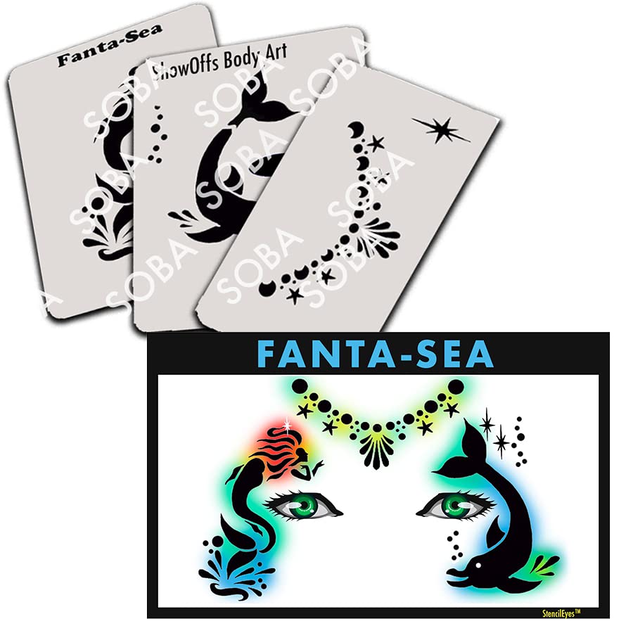 Face Painting Stencil - StencilEyes Fanta-Sea - Mermaid/Dolphin