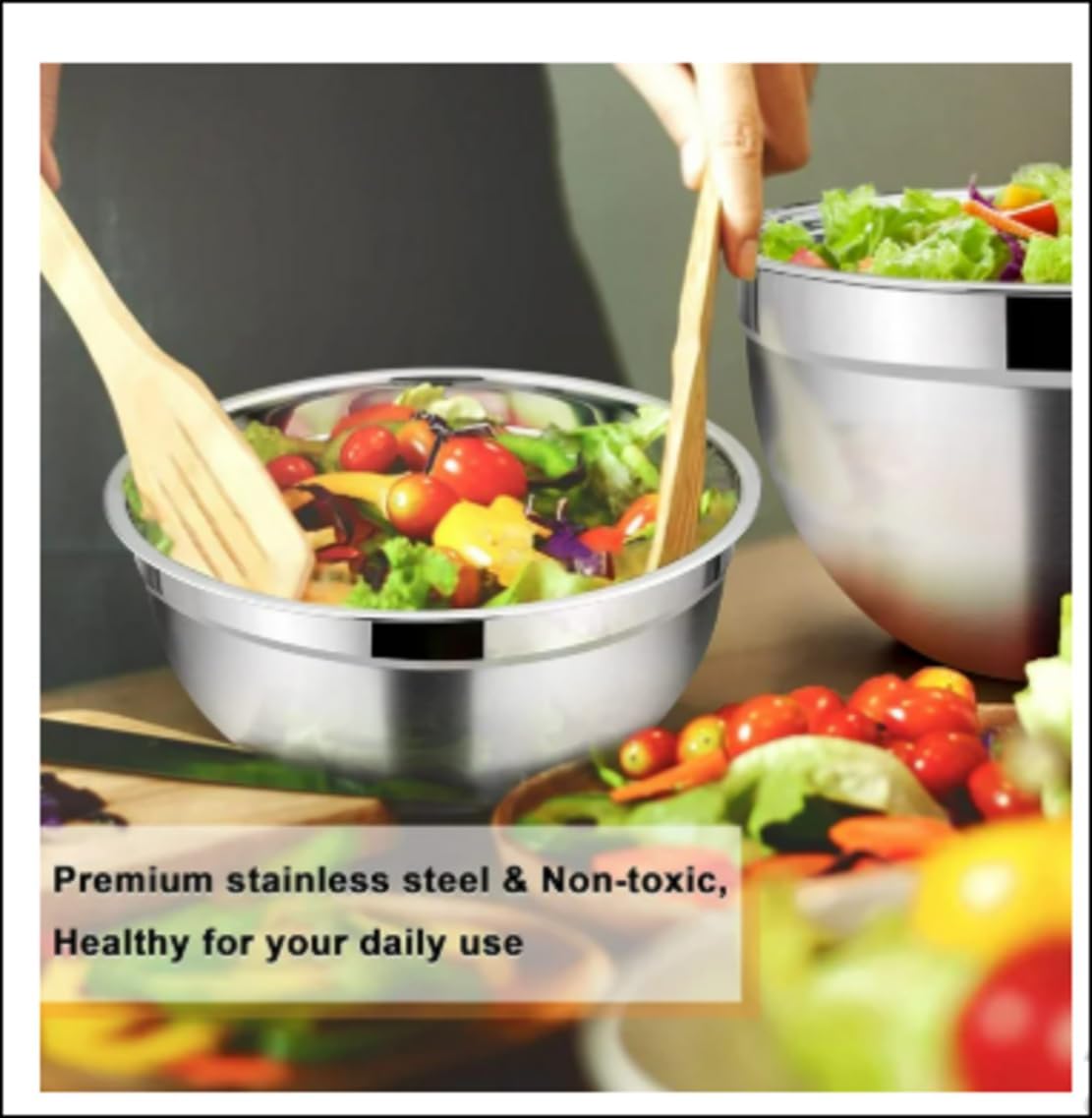 Stainless Steel Mixing Bowl Set with Lids, 7-Piece – Black