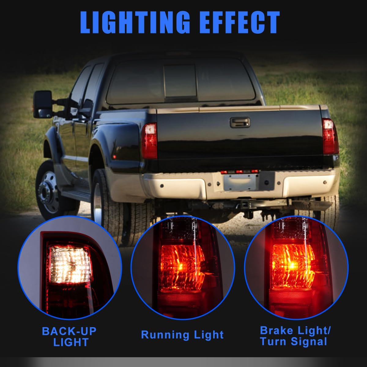 CPW Passenger Side Tail Light for 2008-2016 Ford F-250/F-350/F-450 Super Duty, Factory Style OE Tail Light Replacements, Red Lens, Only Passenger Side [ Right Side]