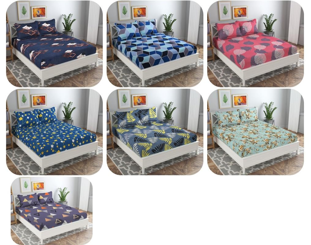 BSB HOME ® Premium Printed Microfiber 7 Double Bedsheets Combo with 14 Pillow Covers-120 TC Breathable & Wrinkle Free -228 CM x 228 CM (Combo, Multicolour) -Pack of 7 (B0C9T72WJN) Amazon Price History, Amazon Price Tracker