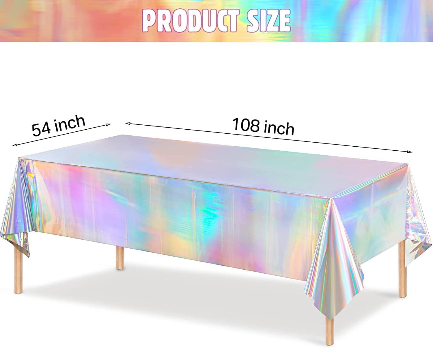 2 Pezzi Tovaglia Compleanno Iridescente, Tovaglia Plastica Olografica, Tovaglia Usa e Getta Impermeabile, Tovaglie Laser Arcobaleno, Tovaglia