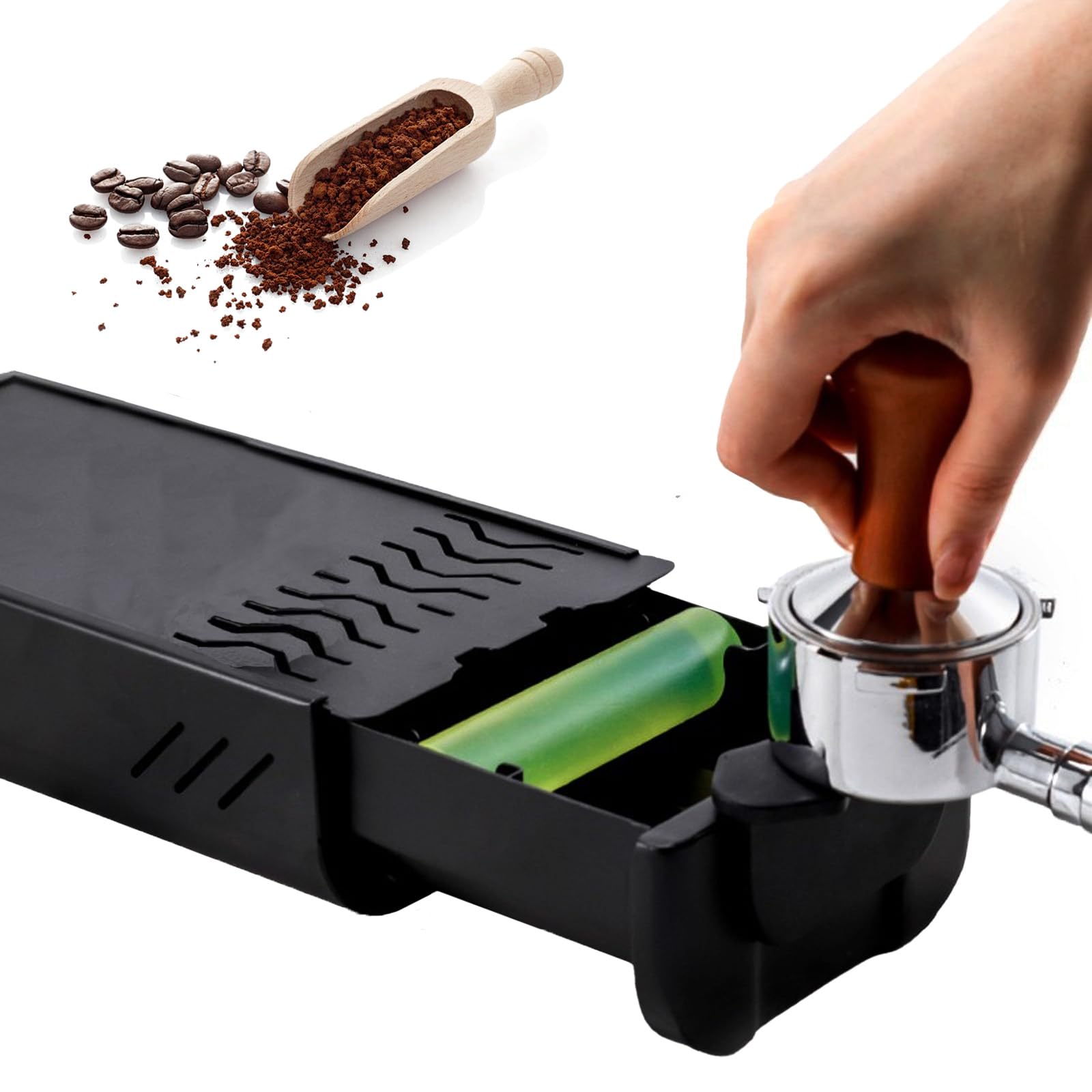 Cassetta per Caffè, Scatola Fondi di Caffè, Contenitore per Fondi di Caffè in Acciaio Inox,Cassetto per Fondo Caffe per Caffè a Cassetto per Casa, Cucine, Uffici, Negozi (27 * 12.5 * 6.5cm)